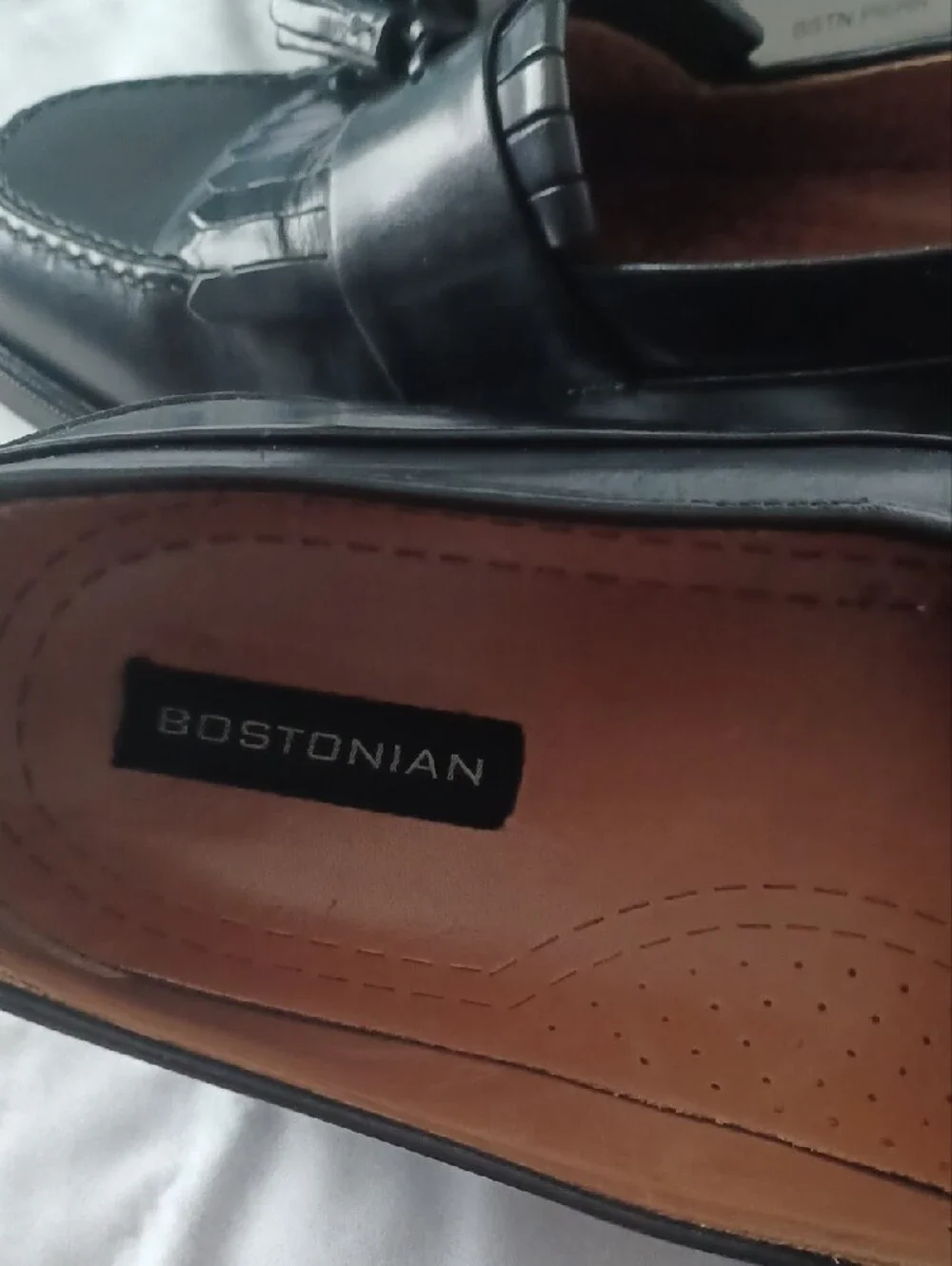 Bostonian Black Leather Tassel Slip-On Loafers